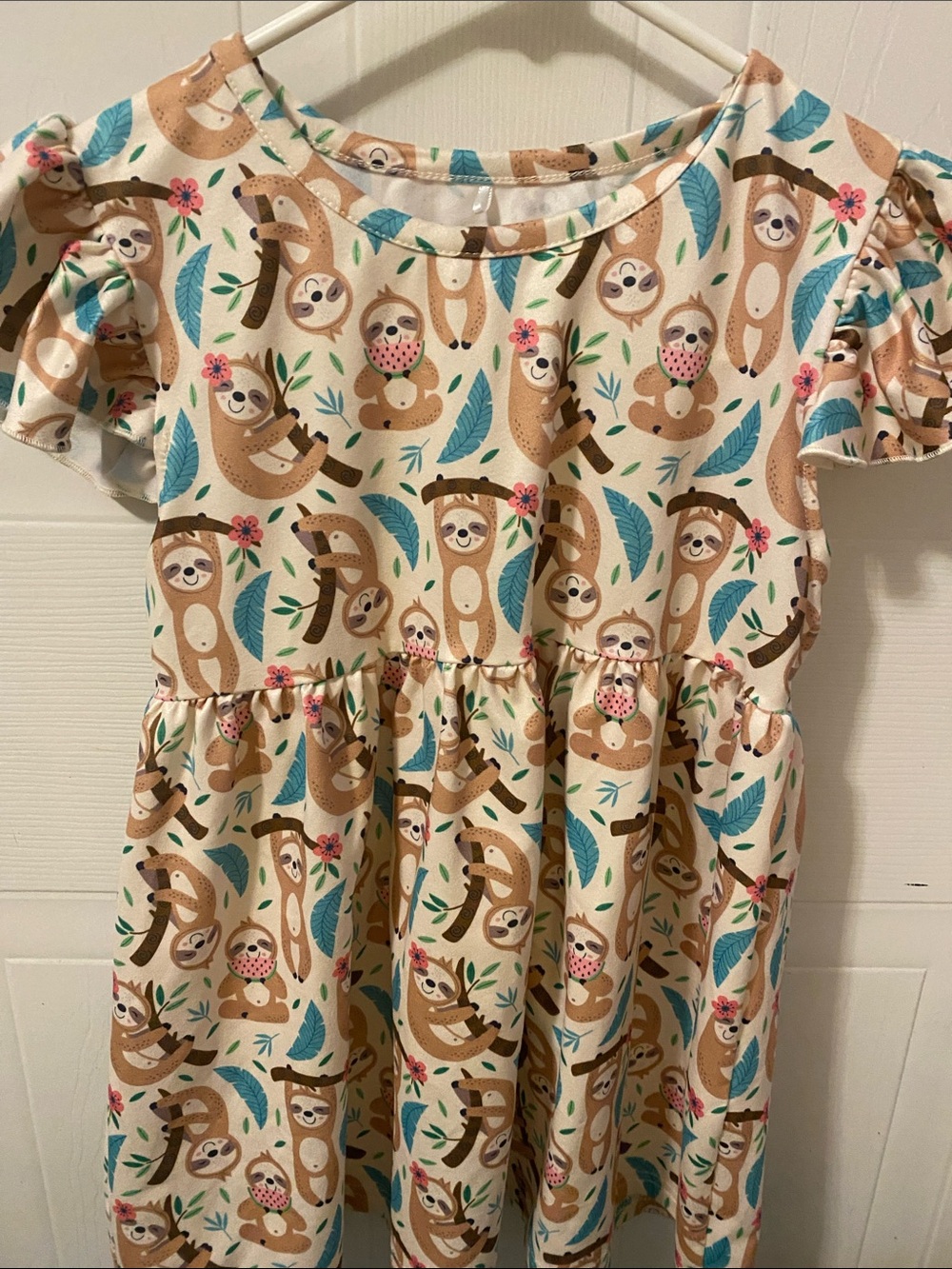 Kids Sloth Print Casual Dress
